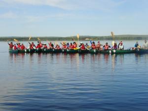 A large group on an Allagash canoe trip  